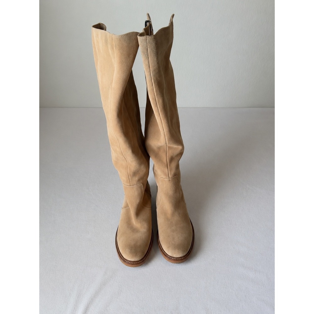 Vince Camuto Women's Size 9M Tan Suede Knee High Boots Block Heel Western